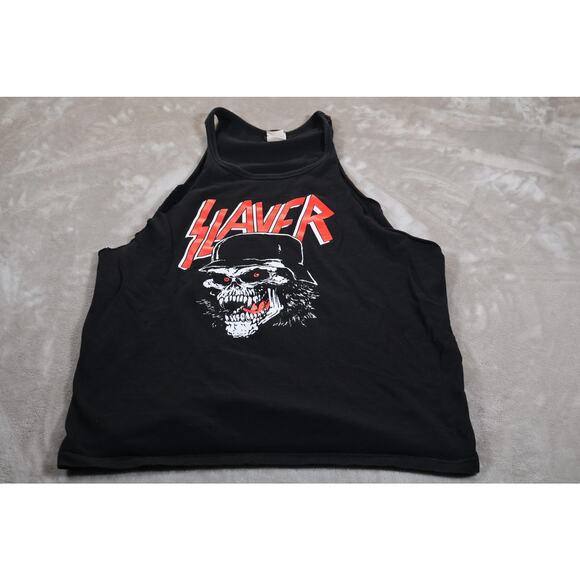 Slayer Shirt Mens Large Black Tank Top Cutoff Halter Graphic Band Rock Metal - Picture 1 of 7